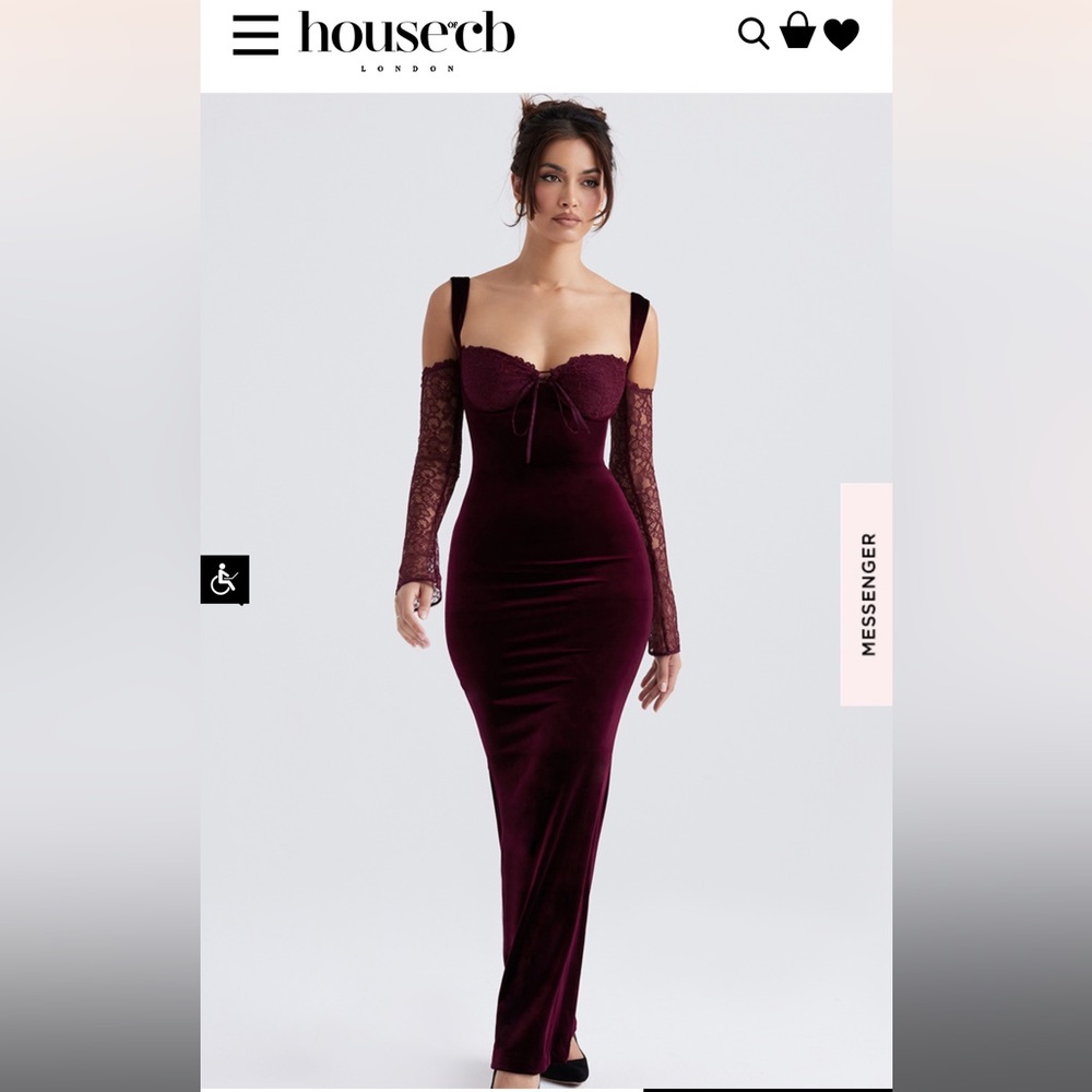 House of CB Ivy Black Cherry Velvet Gown